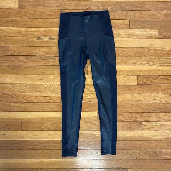 ATHLETA “Gleam” Stash Pocket Full-Length Leggings with Leather Front - XS - Picture 3 of 5